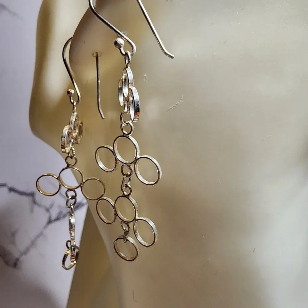 925 Silver Dangle Circle Earrings